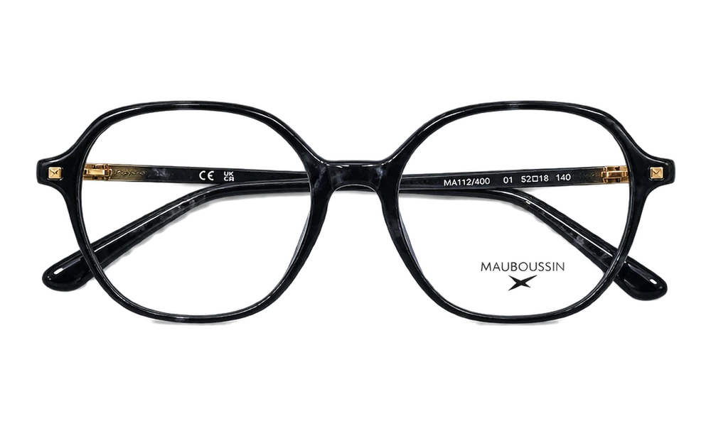 Monture Mauboussin — Hexagonale — acétate marbré gris anthracite, réf. MAU2400