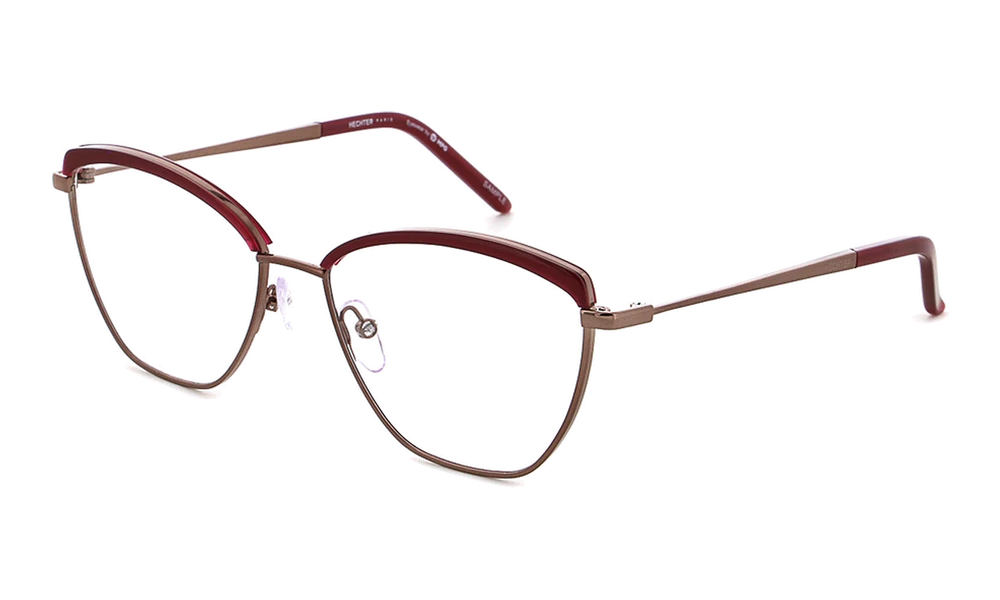 Monture Hechter Paris — Papillon — métal cuivre rosé, sourcils et embouts bordeaux, réf. HEM010-2